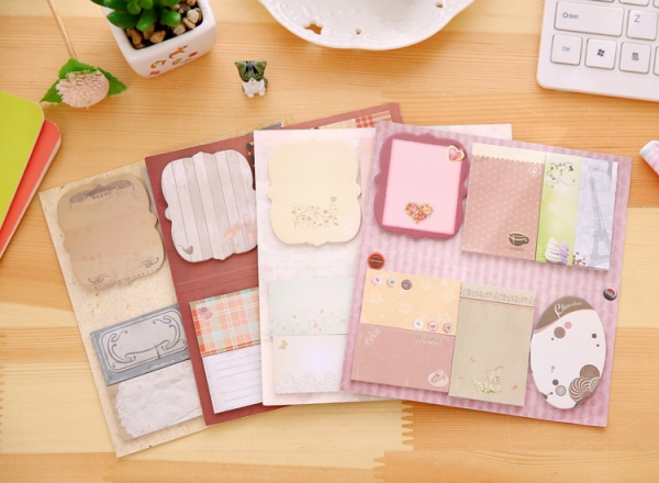 160 Sheets 8 Styles Cute Vintage Sticky Notes Pad Memo Index Tab Page Markers