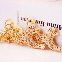 Brown White Red Leopard Animals Shaped Crystal Diamante Rhinestone Bag Charms Handbag Keyrings Penda