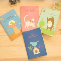 4pk Woodland Animals Cat Bird Bear Floral Cover Mini Notebooks Small Notepads