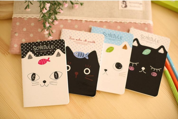 Lovely Black White Kitten Cats Mini Cute Notebooks Small Notepads Lined Notes Pad Pocket Memo Pads