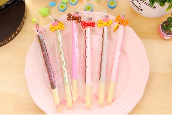 Chocolate Biscuit Stick Novelty Ballpoint Gel Pens Cute Funky School Supply Party Gift Bag Fillers