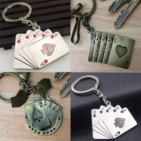 Casino Poker Playing Cards Silver Metal Keyring Key Chain Novelty Gift Present