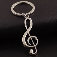 Music Note Symbol Silver Metal Keyring Key Chain Novelty Gift Present