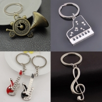 Music Note Piano Guitar Musical Instrument Silver Keyring Novelty Key Ring Gift