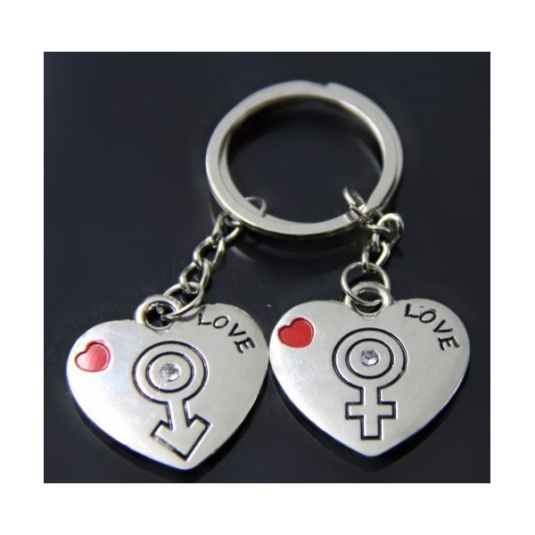 Love Hearts Sex Symbols Silver Metal Couple Keyrings Set Lovers Key Chains