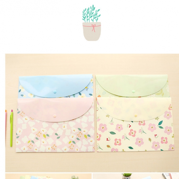 Cute Flowers Floral Fashion A4 Plastic Document Wallets File Folders Filing Paper Storage