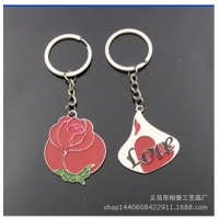Big Red Rose Love Heart Couple Keyrings Lovers Puzzle Keyring Set Key Chains