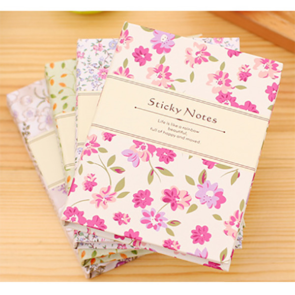 Flowers Patterned Cute Floral Notebook With Coloured Sticky Notes Small Notepads Pocket Memo Pads