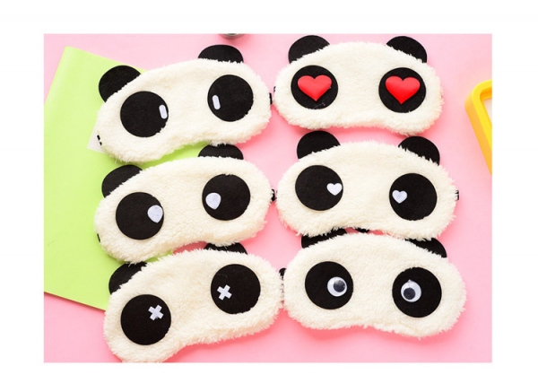 Cute Giant Panda White Suede Sleep Masks Lightweight Eyeshade Comfortable Travel Eye Masks