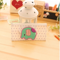 Green Elephant PVC Plastic See Through Cute Pencil Cases Cosmetics Make Up Bags