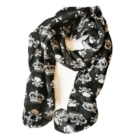 Crowns Skulls Black White Fashion Ladies Scarves Chiffon Scarf Womens Shawls