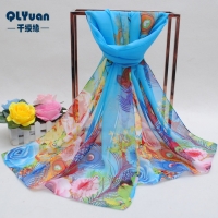 160 50cm Peacock Feather And Flowers Print Foral X277 Fashion Ladies Scarves Chiffon Scarf Womens Sh