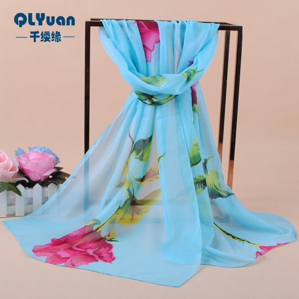 160 50cm Flowers Print Floral X294 Fashion Ladies Scarves Chiffon Scarf Womens Shawls