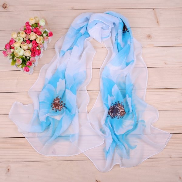 160 50cm Flowers Print Floral X044 Fashion Ladies Scarves Chiffon Scarf Womens Shawls