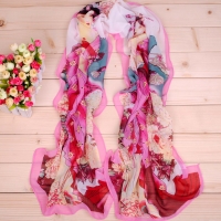 160 50cm Japanese Ladies Print X058 Fashion Scarves Chiffon Scarf Womens Shawls