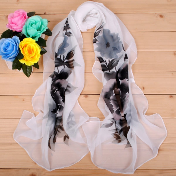 160 50cm Elegant Flowers Print Floral X028 Fashion Ladies Scarves Chiffon Scarf Womens Shawls