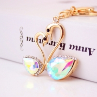Sparkling Swans Crystal Diamante Rhinestone Bag Charms Handbag Keyrings Pendant Key Chain