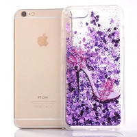 Glitter Liquid High Heel Shoe Purple iPhone 6 Plus 6S Plus Phone Case