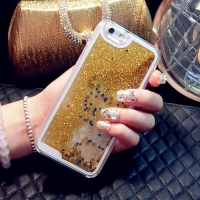 Glitter Liquid - Floating Stars Gold iPhone 7 8 Soft Hard Phone Case Cover Clearance Offer