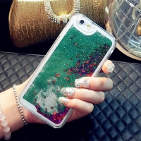 Glitter Liquid - Floating Stars Green iPhone 12 and 12 Pro Phone Case