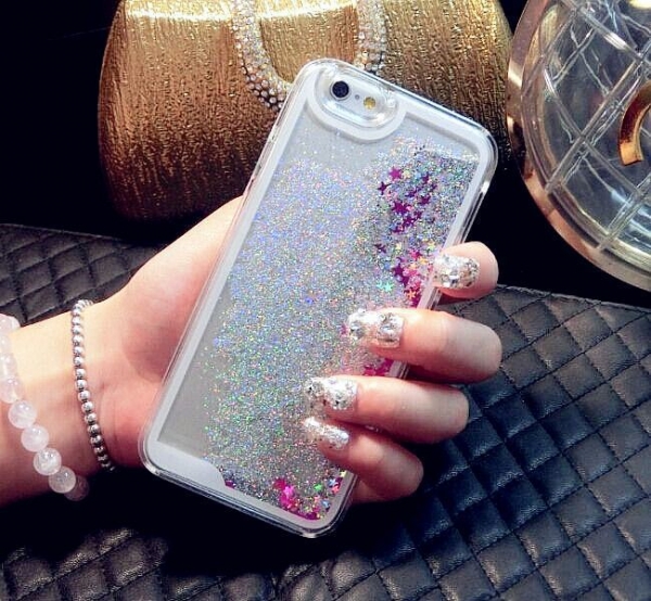 Glitter Liquid - Floating Stars Silver iPhone 12 Mini Phone Case