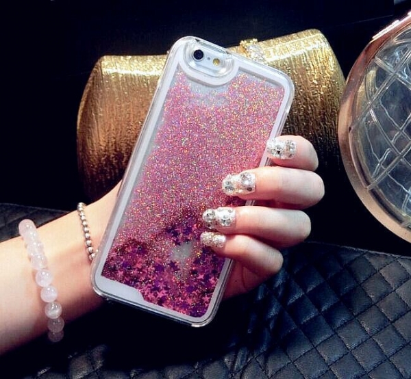 Glitter Liquid - Floating Stars Pink iPhone 12 Pro Max Phone Case