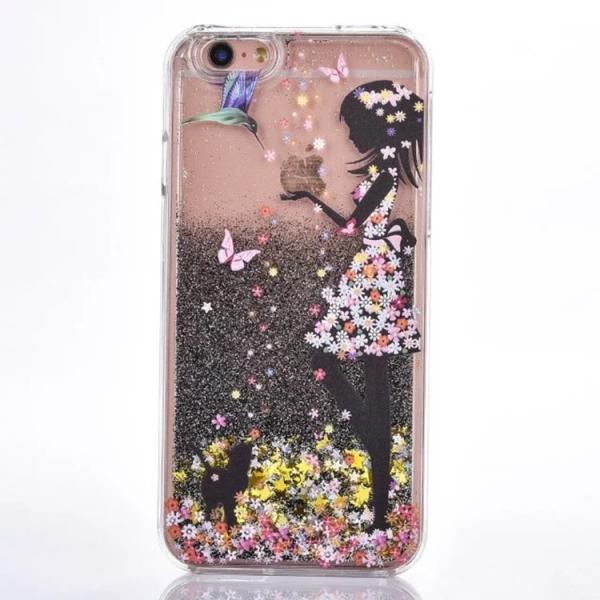 Glitter Liquid - Girl C Black iPhone 6 Plus 6S Plus Phone Case