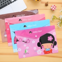 Cute Japanese Girl Fashion A4 Plastic Document Wallets File Folders Filing Paper Storage