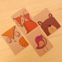 4pk Cute Animals Bear Bird Owl Fox Mini Notebooks Small Notepads Pocket Memo Pad