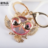 Large Owl Crystal Diamante Rhinestone Bag Charms Handbag Keyrings Pendant Key Chain