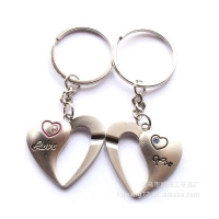 Love Hearts Silver Couple Keyrings Lovers Puzzle Metal Keyring Set A Pair