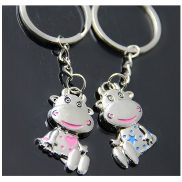Farm Cows Silver Couple Keyrings Lovers Puzzle Metal Keyring Set A Pair