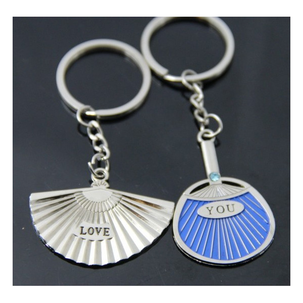 Japanese Hand Fans Sensu Uchiwa Silver Couple Keyrings Lovers Keyring Set A Pair