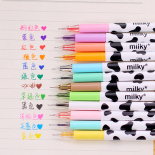 Cute Black White Milky Cow Skin Patterned Color Ink Ballpoint Gel Pens Party Gift Bag Fillers