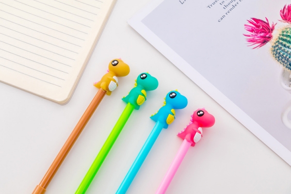 4pk Cute Dinosaurs Novelty Ballpoint Gel Pens Funky School Supply Party Gift Bag Fillers