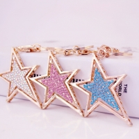 Gold Star Crystal Diamante Bag Charms Handbag Keyrings Pendant Key Chain