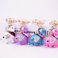 Elephant Parent And Child Crystal Diamante Bag Charms Handbag Keyrings Pendant