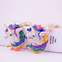 Large Unicorn Crystal Diamante Bag Charms Handbag Keyrings Pendant Key Chain