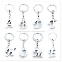 A-Z Initials Letter Alphabet Keyring Silver Key Ring Metal Key Chain