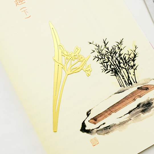 Gold Plated Cherry Blossom Lily Flowers Metal Bookmarks Book Marker Readers Gift