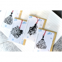 Elegant Girl In Floral Ball Gowns Dress Black Metal Pendant Bookmarks For Books