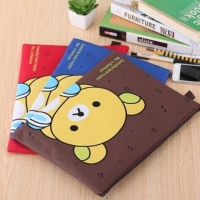 Cute Bear Animals Canvas Fashion A4 Plastic Document Wallets File Folders