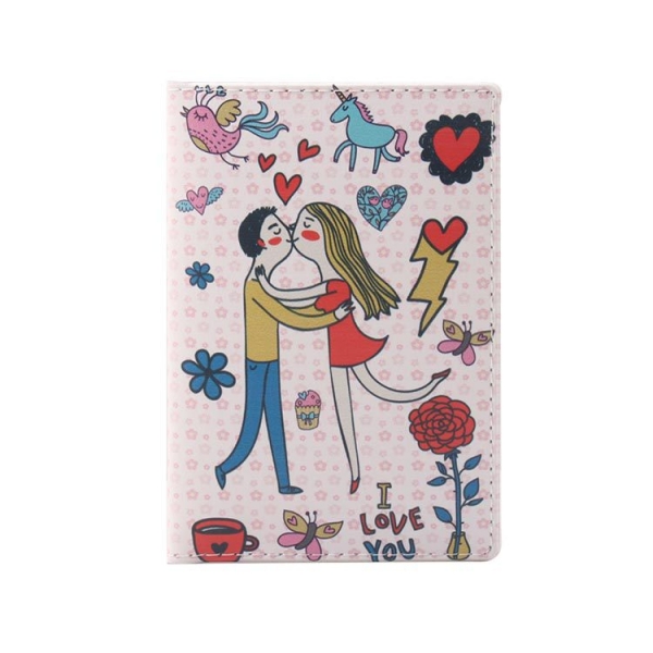 Young Couple Cute Passport Cover Travel ID Holder Wallet Protector Case