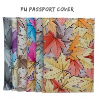 Cute Maple Leaves Patterned PU Leather Passport Cover Travel ID Holder Wallet