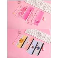 Cute Dog Cat Bear Animals Flowers Plastic Pencil Cases Floral Cosmetics Make Up Bags Pen Pouches