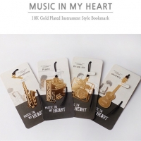 Gold Music Instrument Piano Guitar Drums Saxophone Bookmarks Book Readers Gift