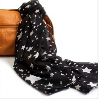 Black White Stars Fashion Ladies Scarves Chiffon Scarf Womens Shawls