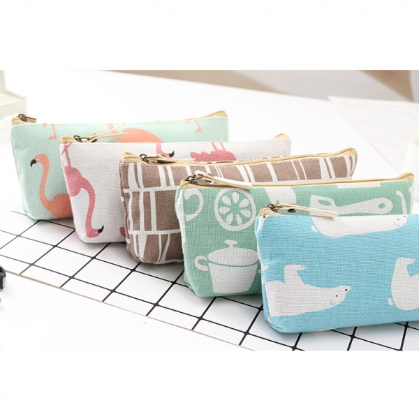 Retro Vintage Style Animals Teatime Patterned Cute Canvas Pencil Cases Pen Pouch