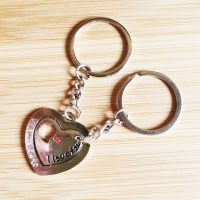 Love Heart Arrow Silver Couple Keyrings Lovers Puzzle Metal Keyring Set A Pair