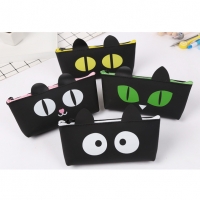 Black Kitten Cat Cute Pencil Cases Cosmetics Make Up Bags Pen Pouches